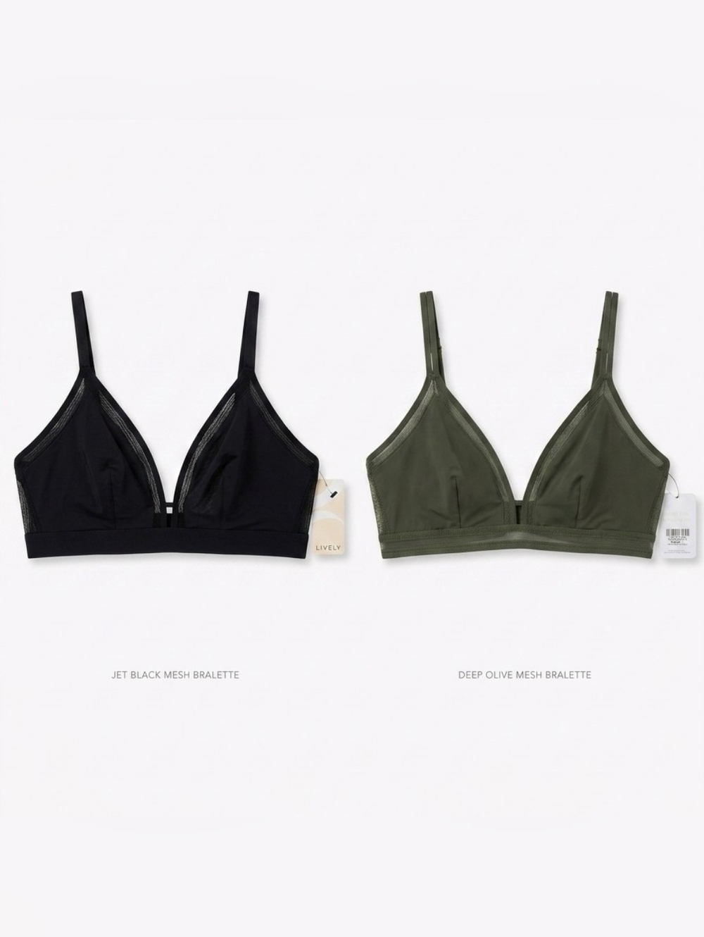 NWT Lively The Mesh Trim Black Wireless Bralette with Lace Insets